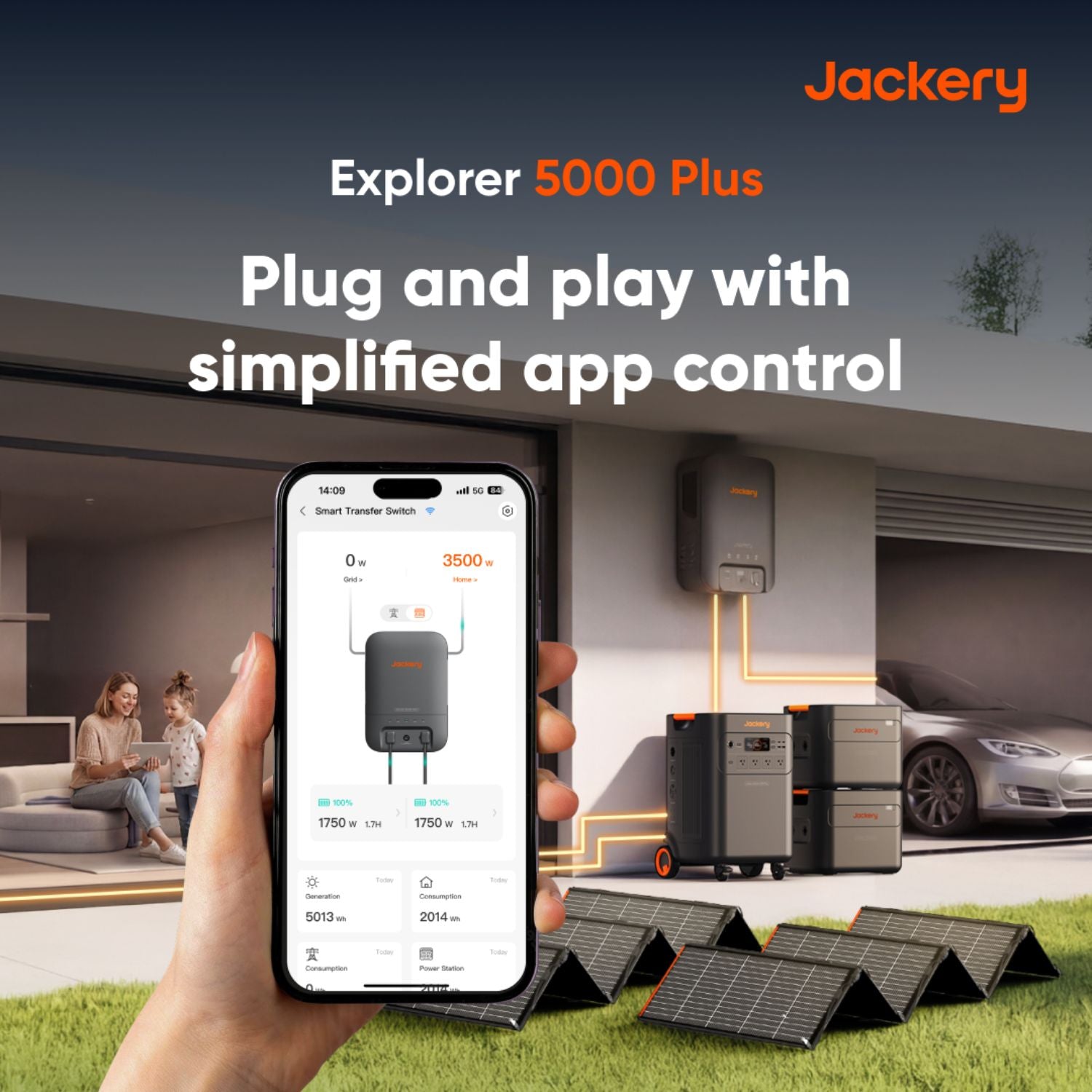 Jackery Explorer 5000 Plus Whole-Home Backup - Plug and play with simplified app control