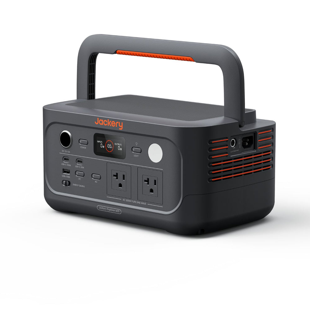 Jackery Explorer 600 v2 left view showing its handle