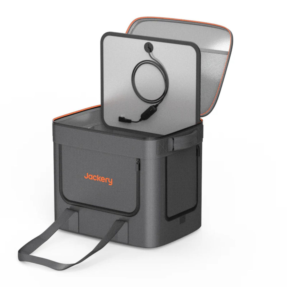 Jackery Extreme Guard Carrying Bag with open lid showing cable