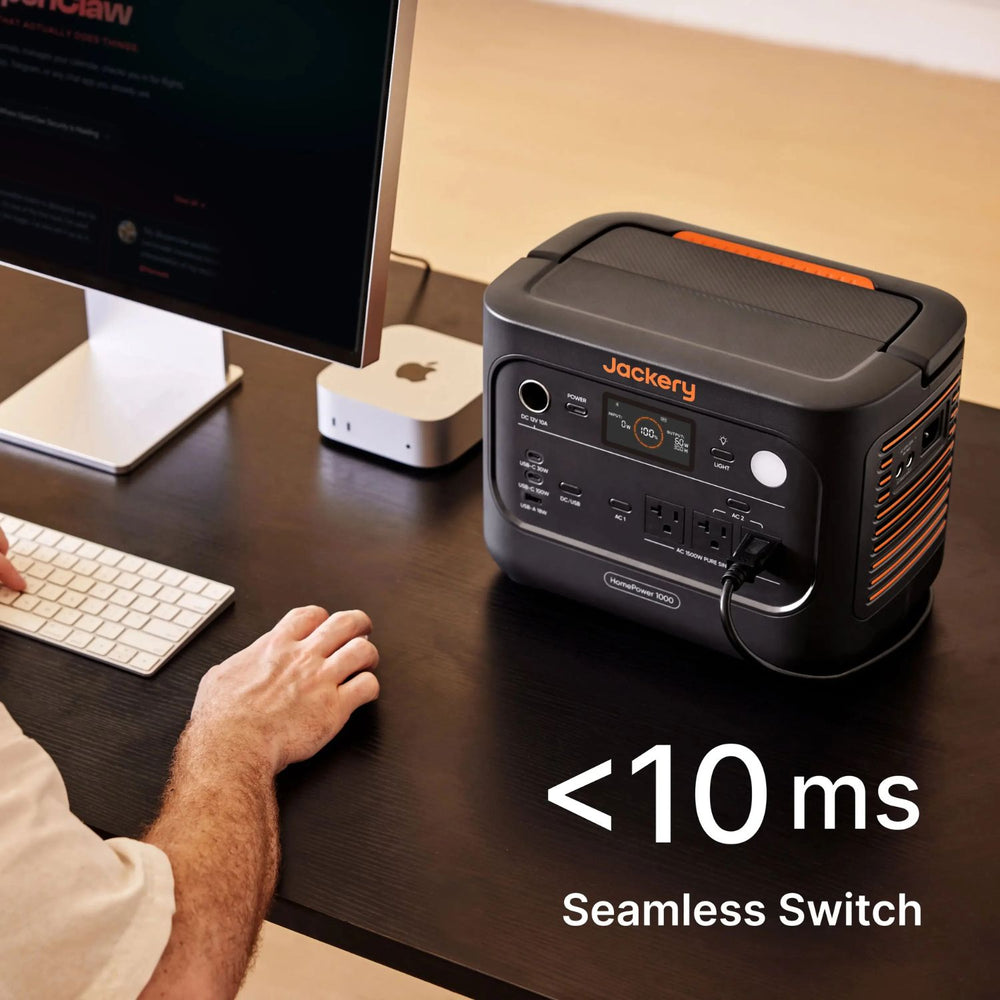 Jackery HomePower 1000 v2 Portable Power Station Orange and Black <10 ms seamless switch