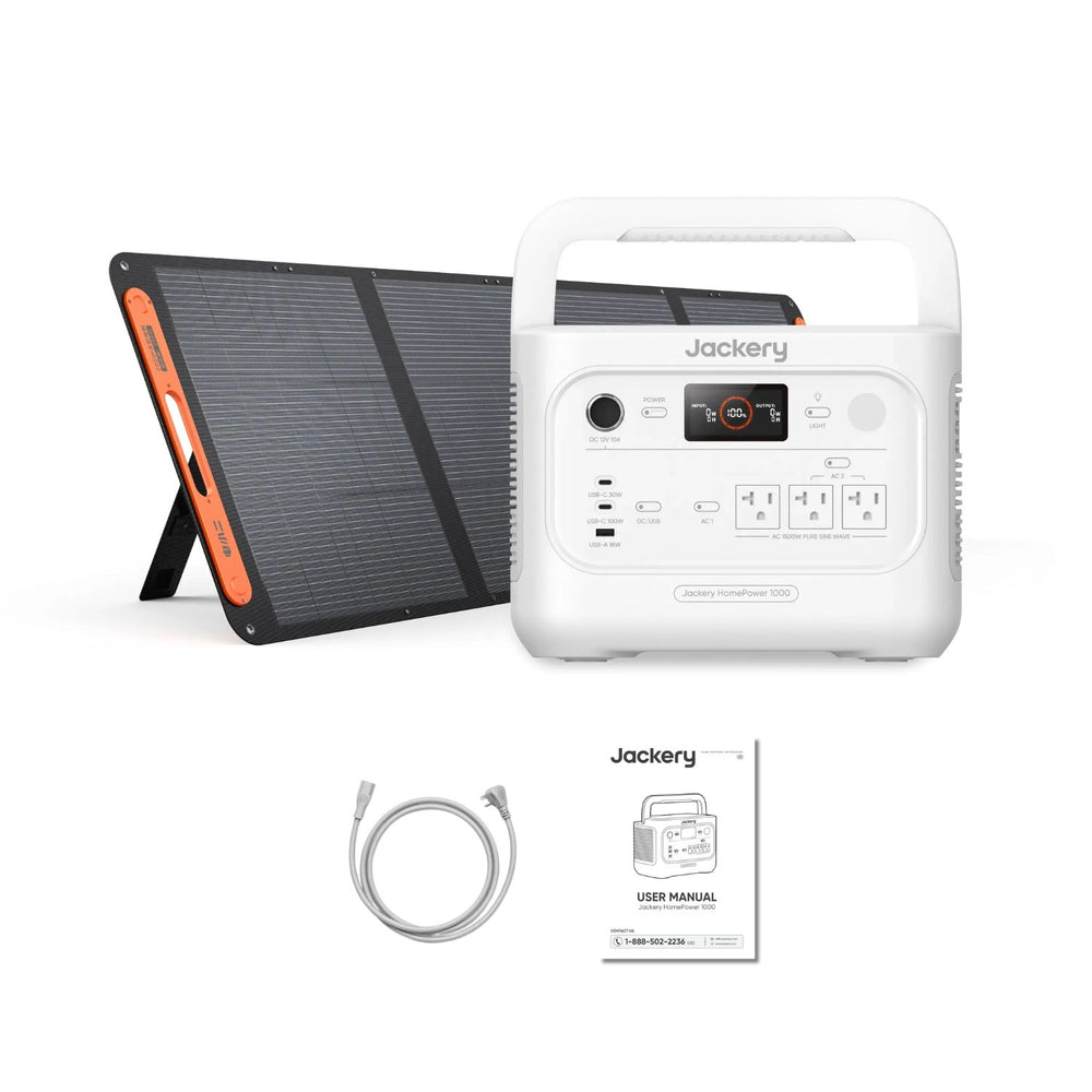Jackery HomePower 1000 v2 Portable Power Station White with Solarsaga 200W
