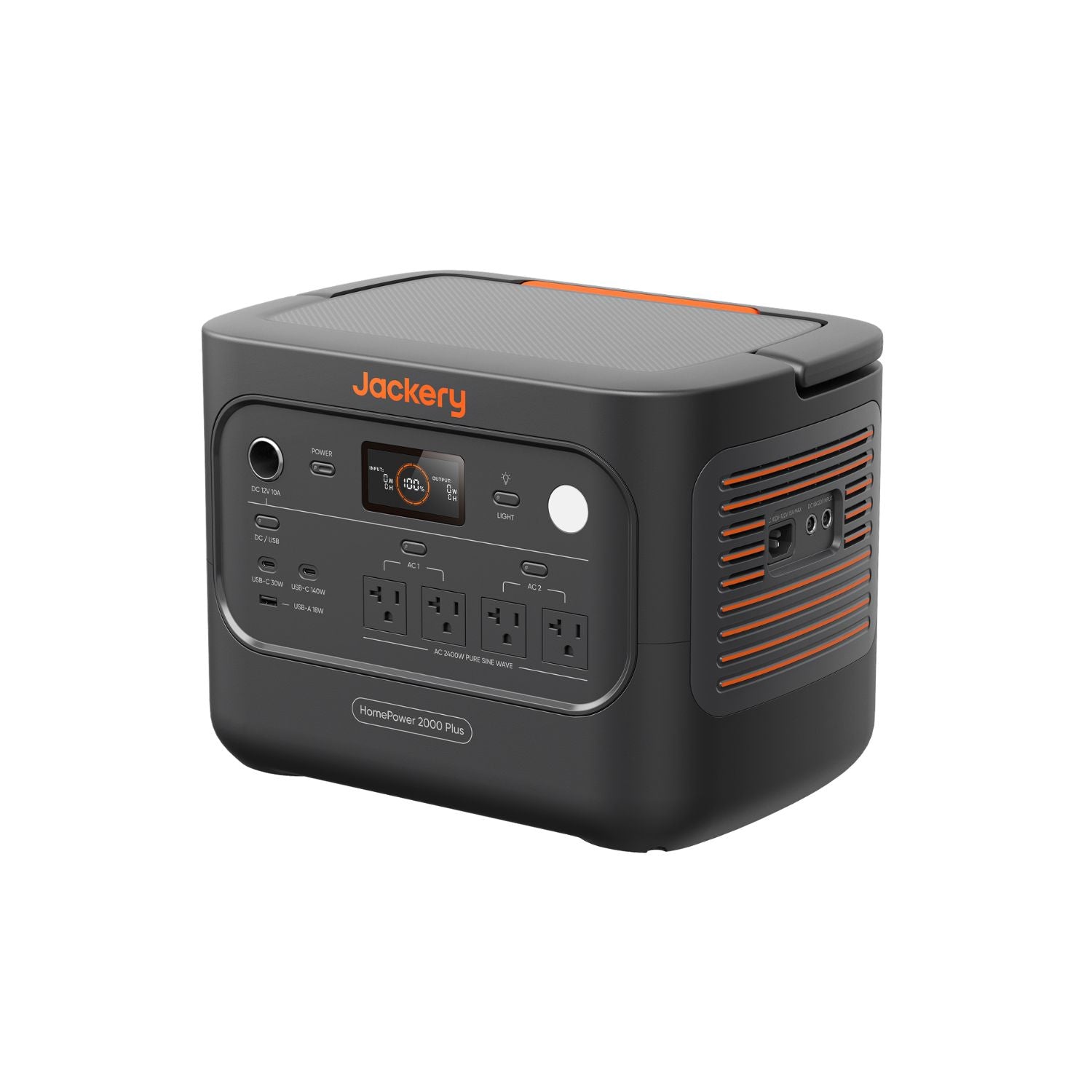 Jackery HomePower 2000 Plus v2 Portable Power Station left view handle down