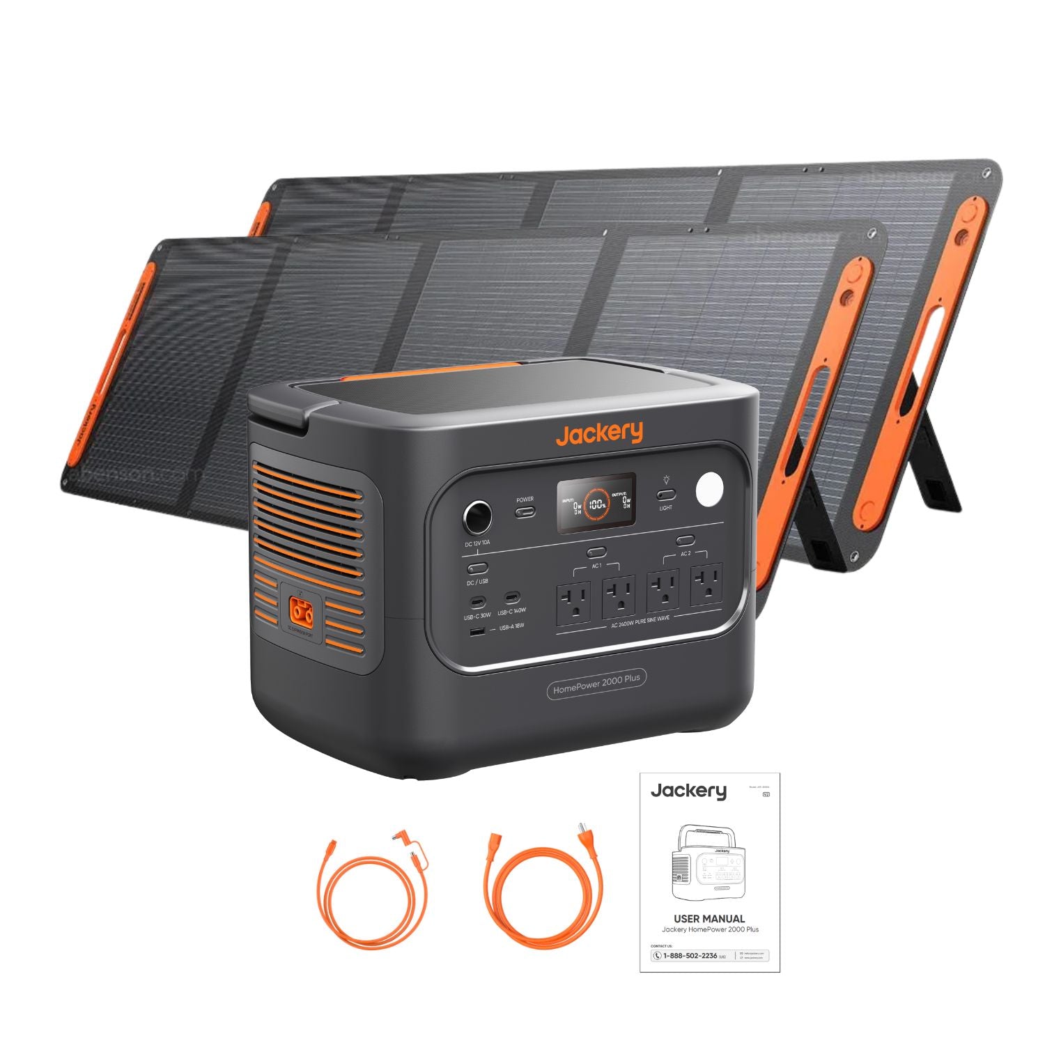 Jackery HomePower 2000 Plus v2 Portable Power Station with two 200W Solar Panel