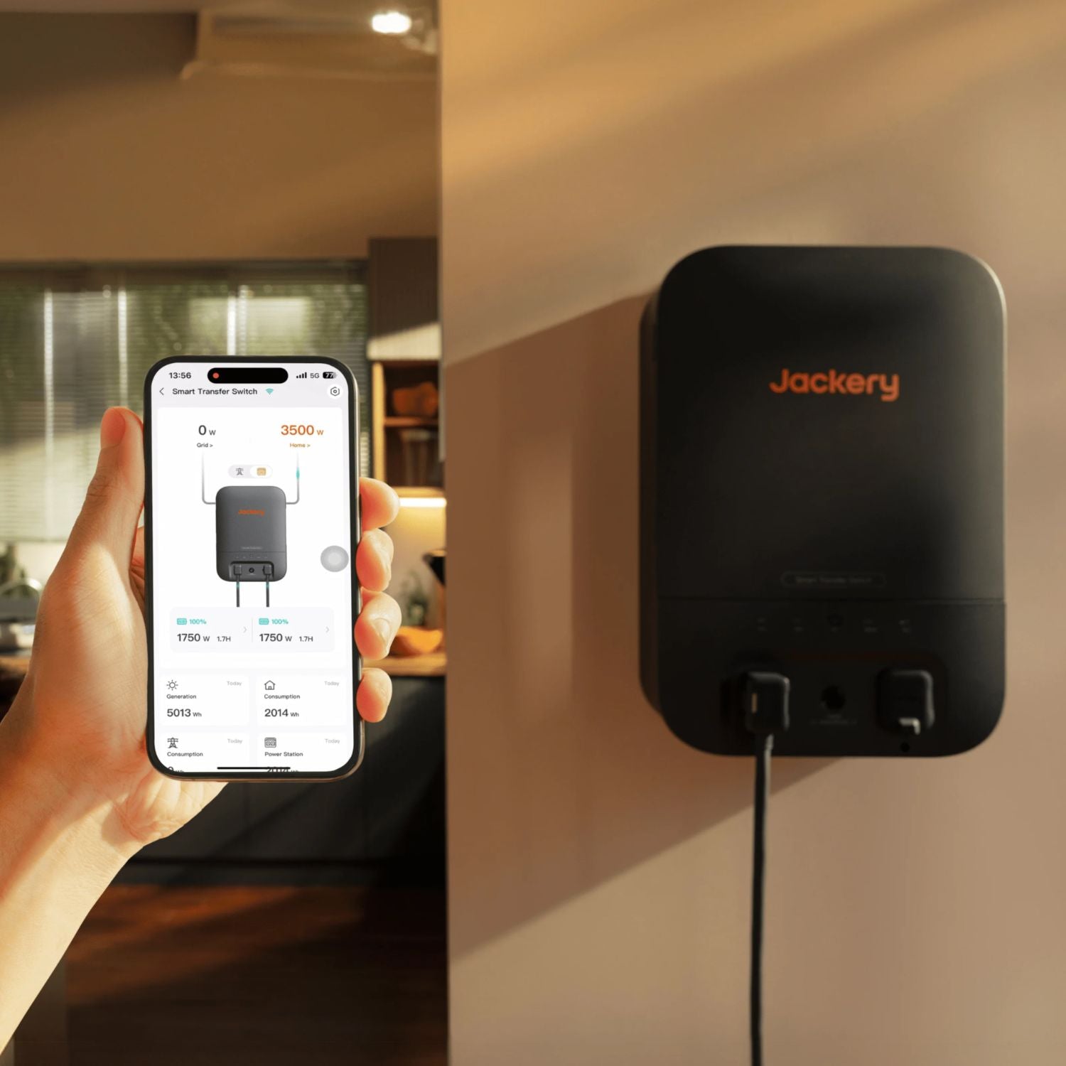 Jackery Smart Transfer Switch connected to a phone
