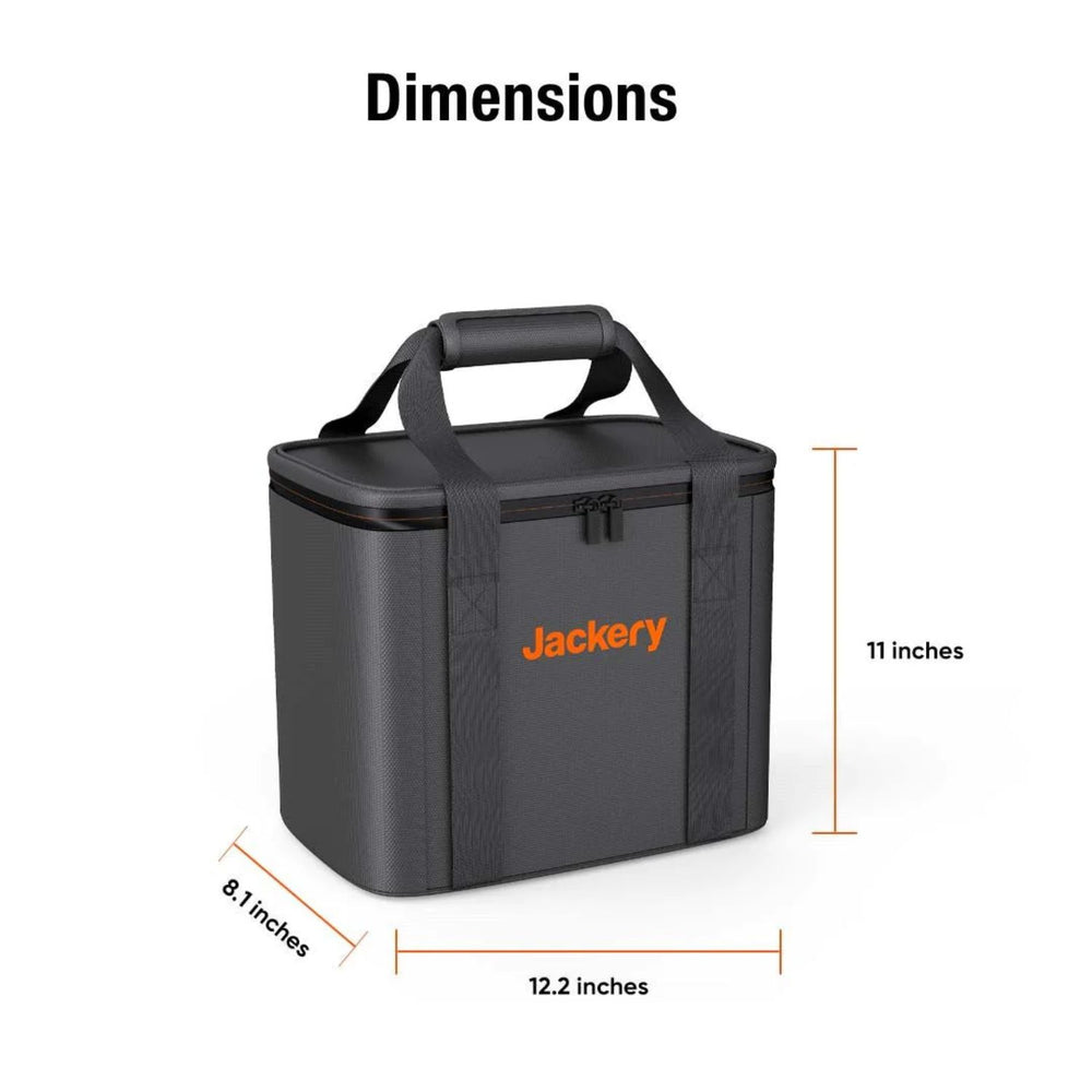Jackery Upgraded Carrying Case (S)  with dimensions on a white background