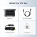 List of items included with Anker SOLIX C1000 Gen 2 Portable Power Station, including AC and car charging cables and a user manual.