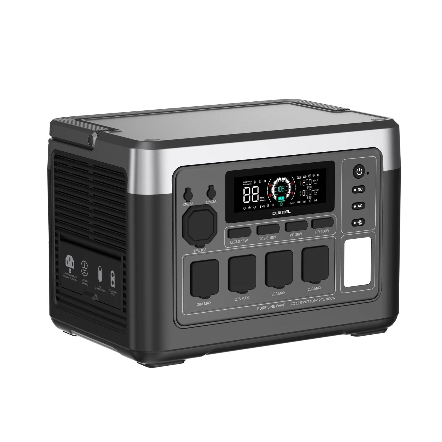 OUKITEL P1000 PLUS Portable Power Station left view