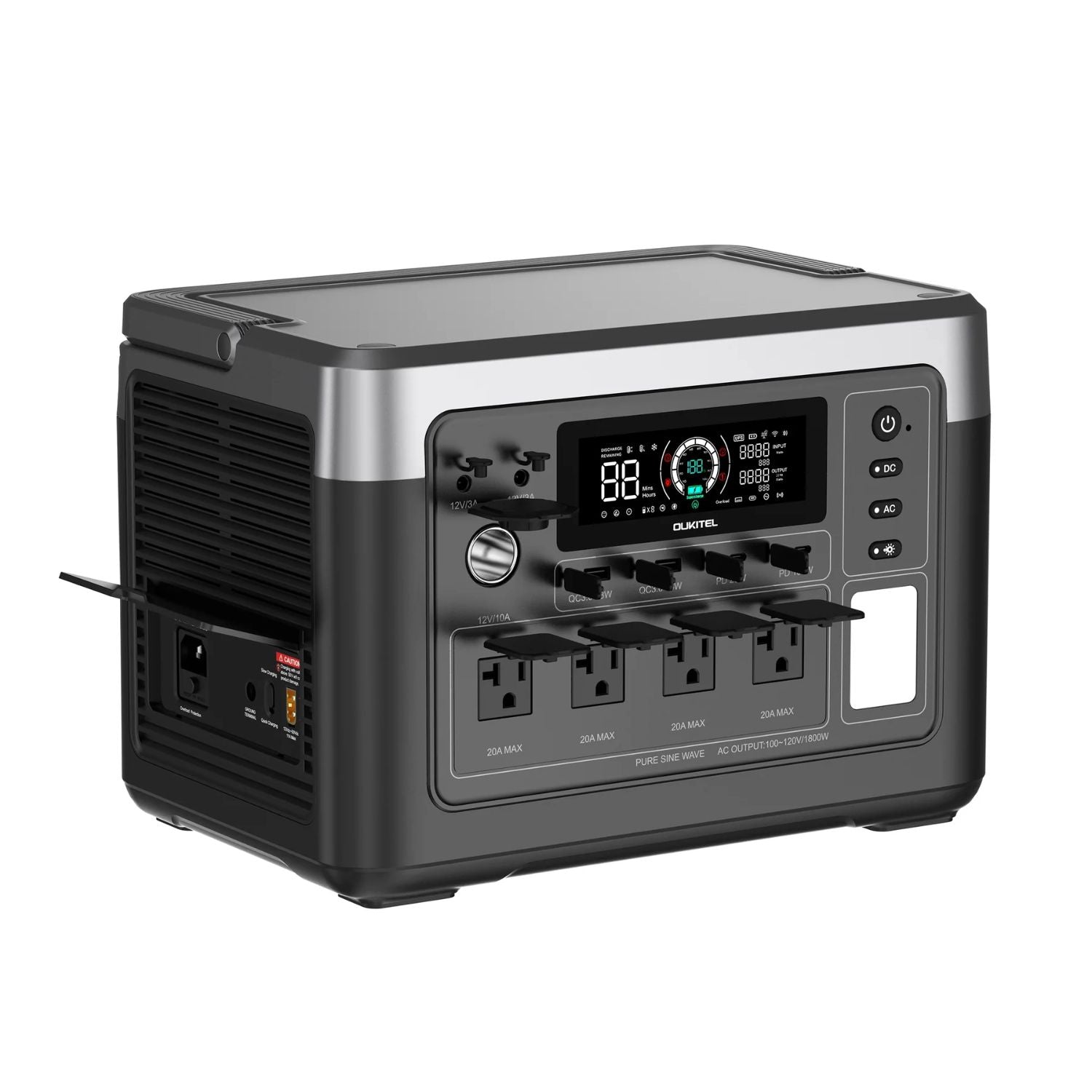 OUKITEL P1000 PLUS Portable Power Station with multiple outlets and a digital display 