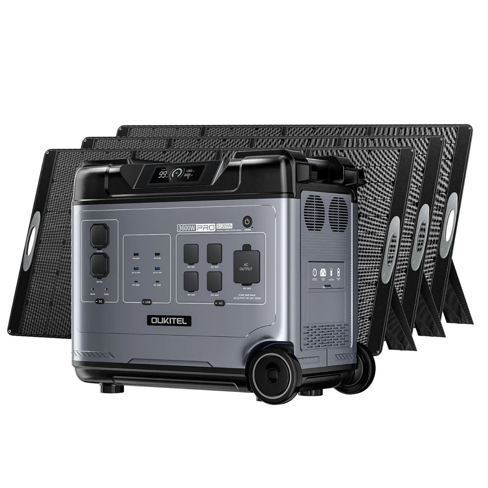 OUKITEL P5000 Pro Portable Power Station with three solar panel