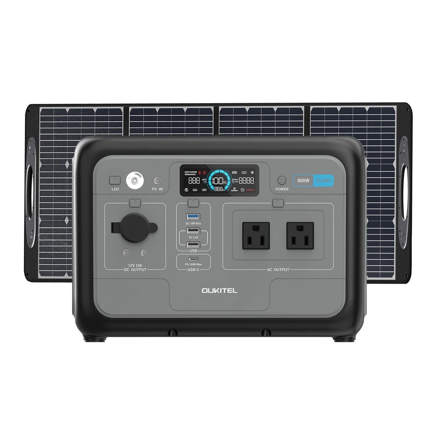 OUKITEL P800 Portable Power Station | 512Wh | 800W | 200W Solar