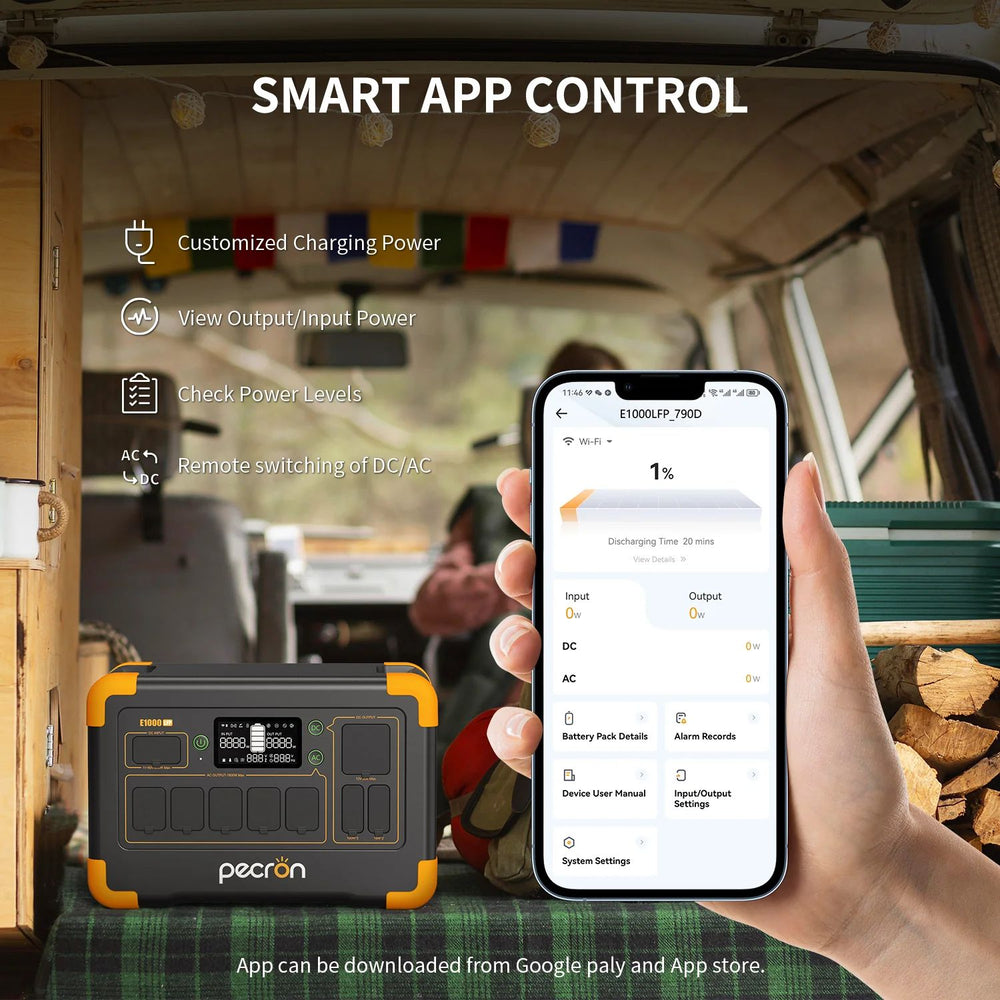 Pecron E1000LFP Portable Power Station - Smart App Control