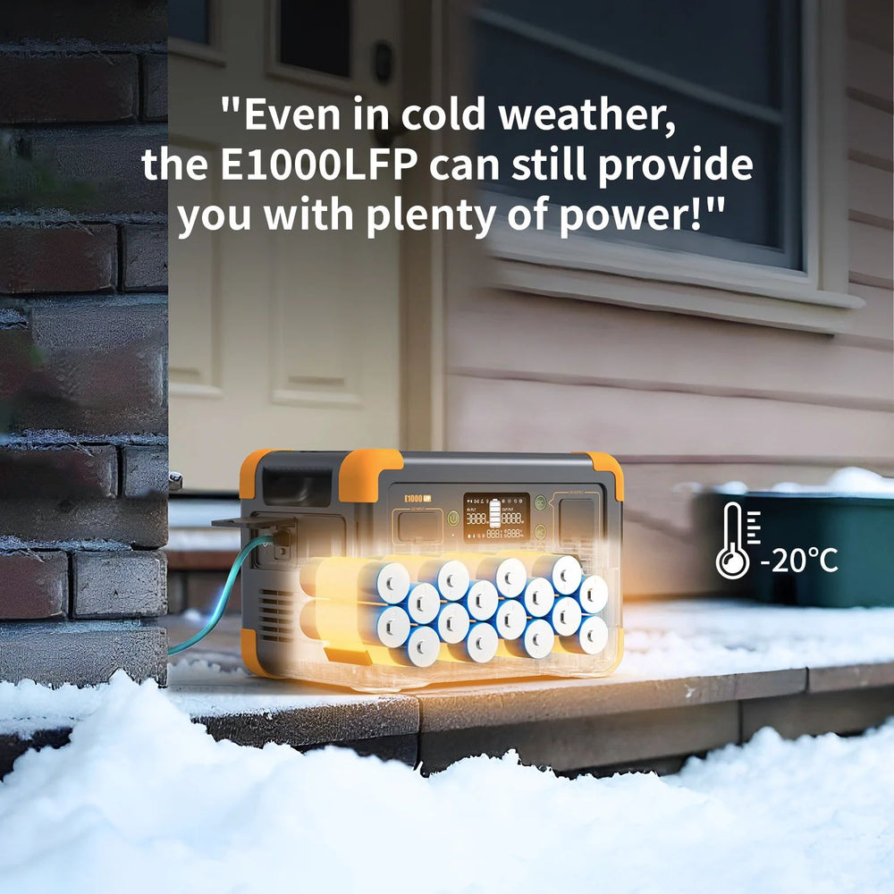 Pecron E1000LFP Portable Power Station - outside the snow 