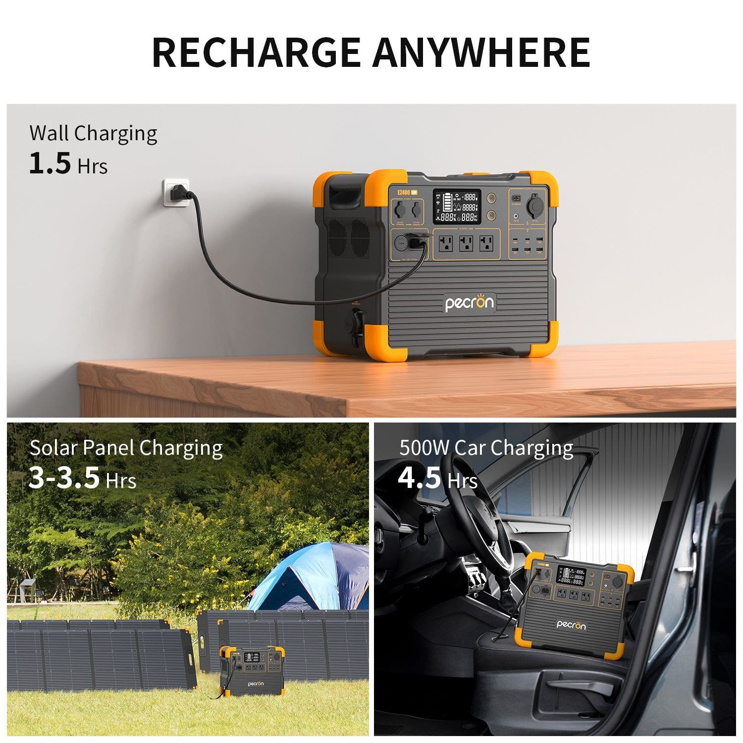 Pecron E2400LFP Portable Power Station Recharge Anywhere