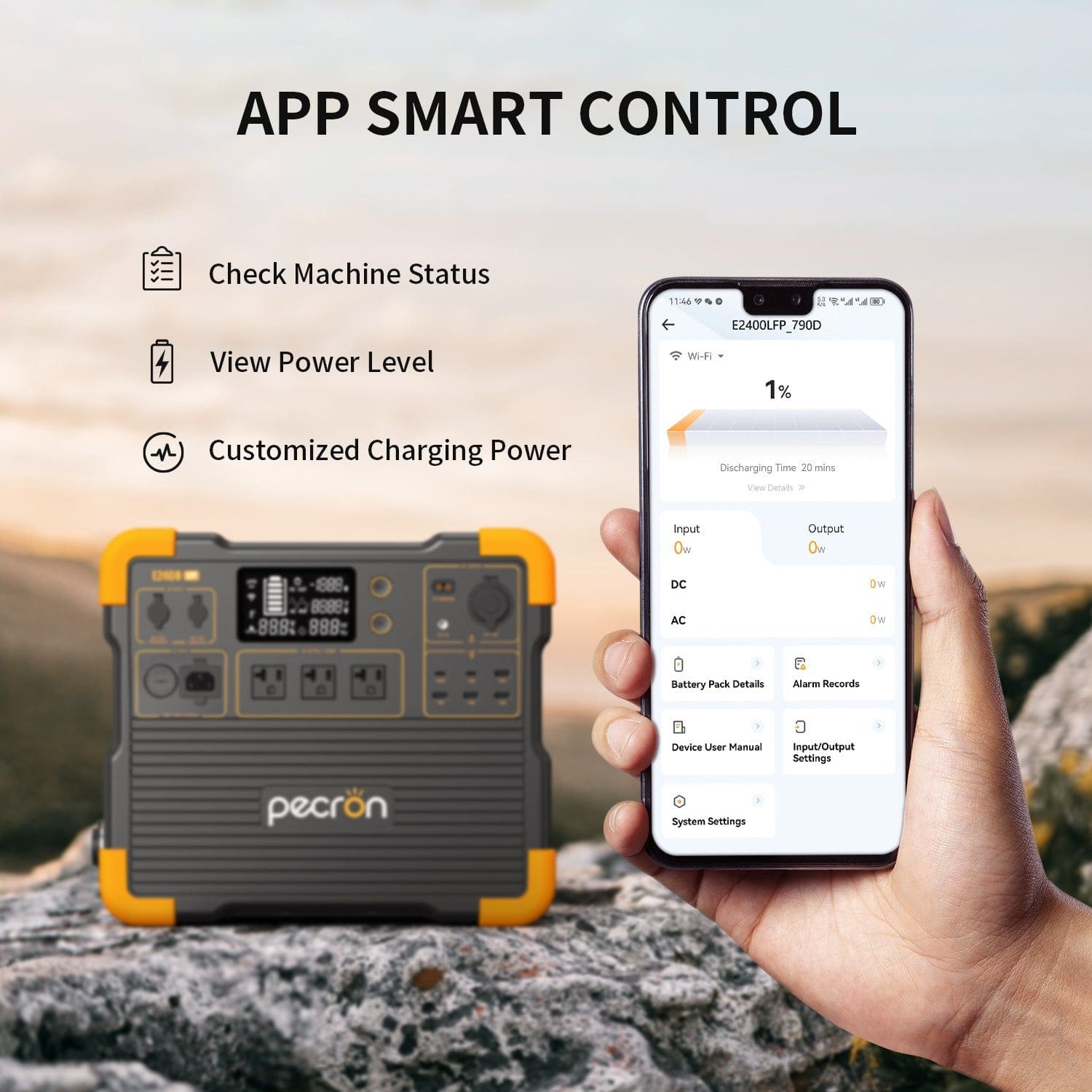 Pecron E2400LFP Portable Power Station with App smart control