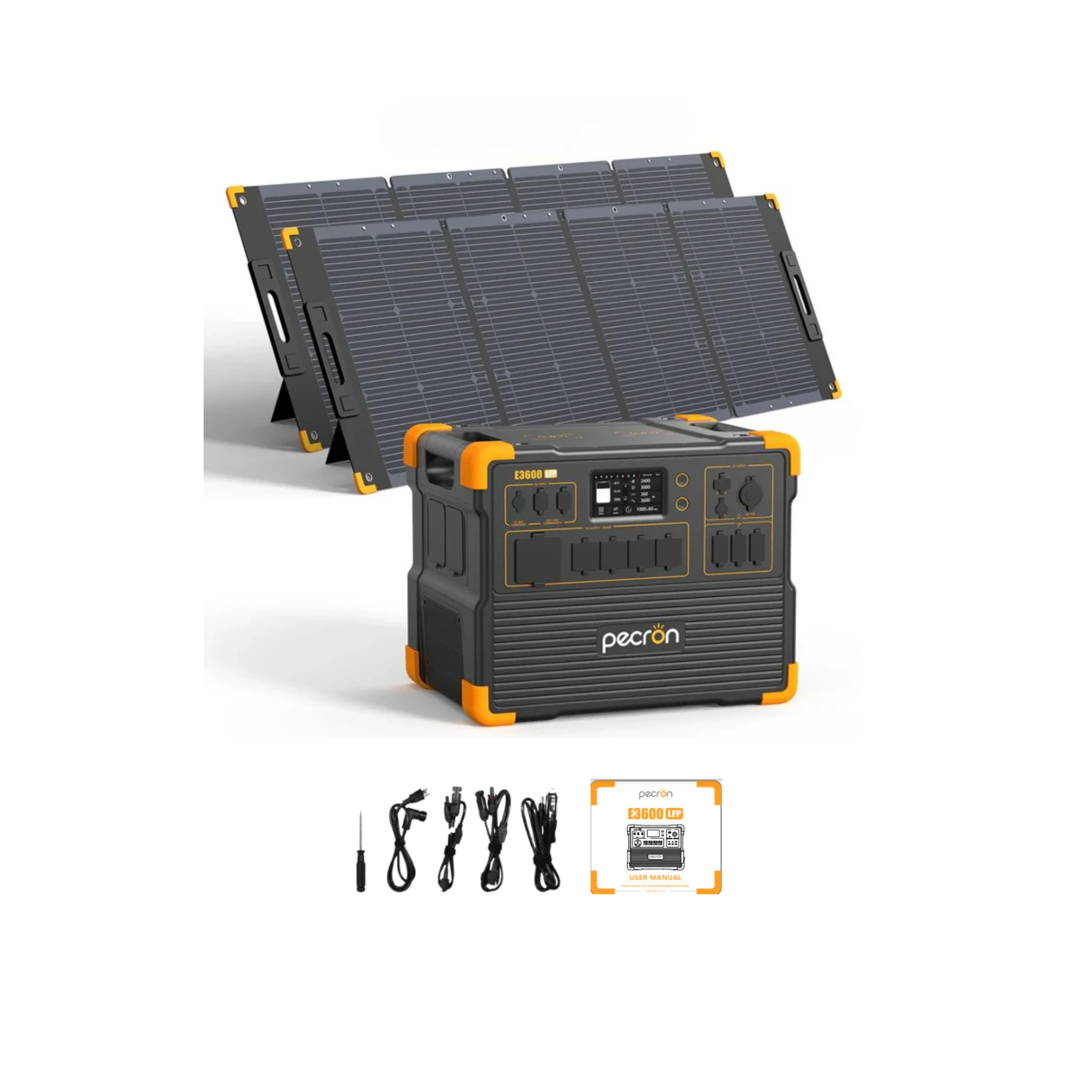 Pecron E3600LFP Portable Power Station + 2 x 300W Portable Solar Panels Inclusions