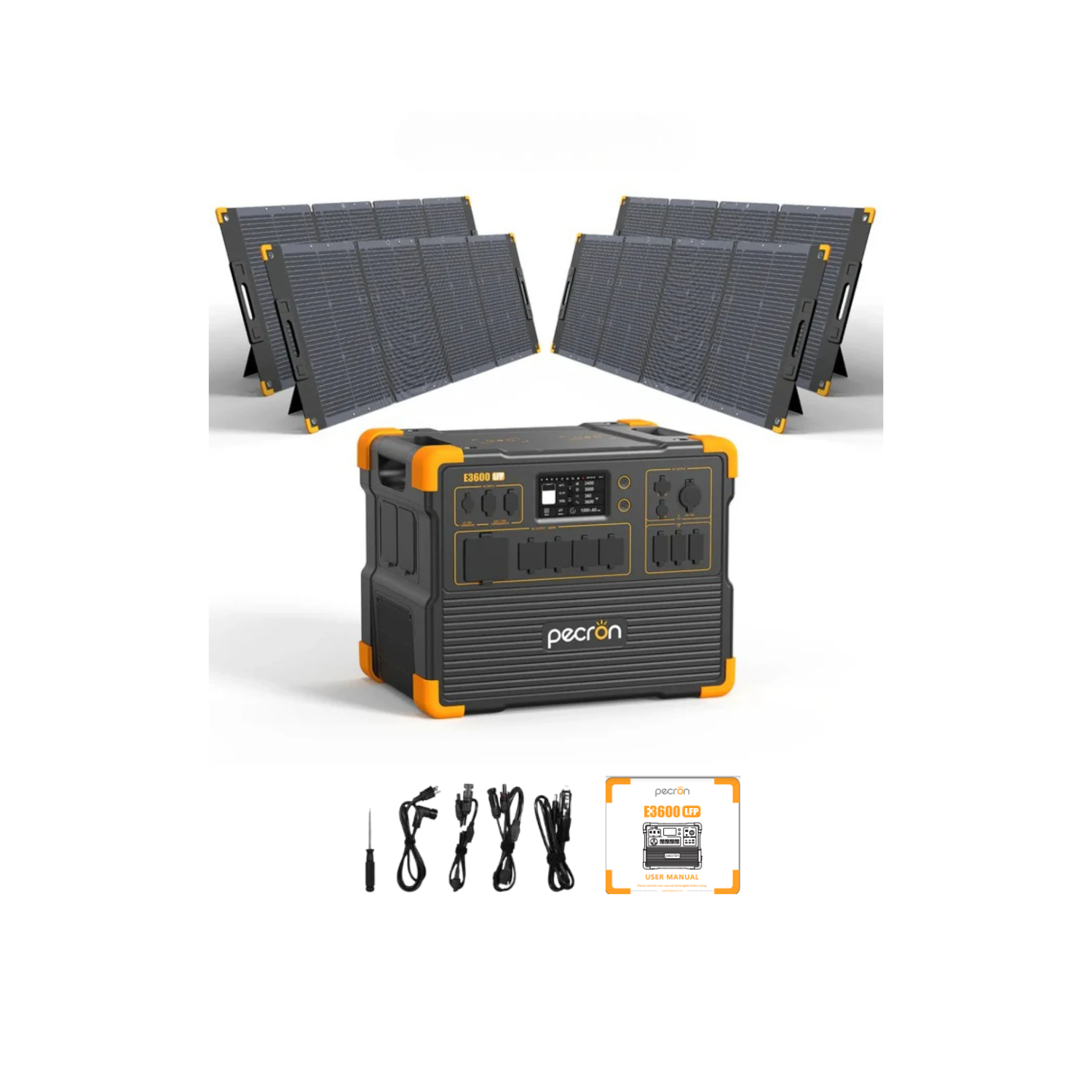 Pecron E3600LFP Portable Power Station + 4 x 300W Portable Solar Panels Inclusions