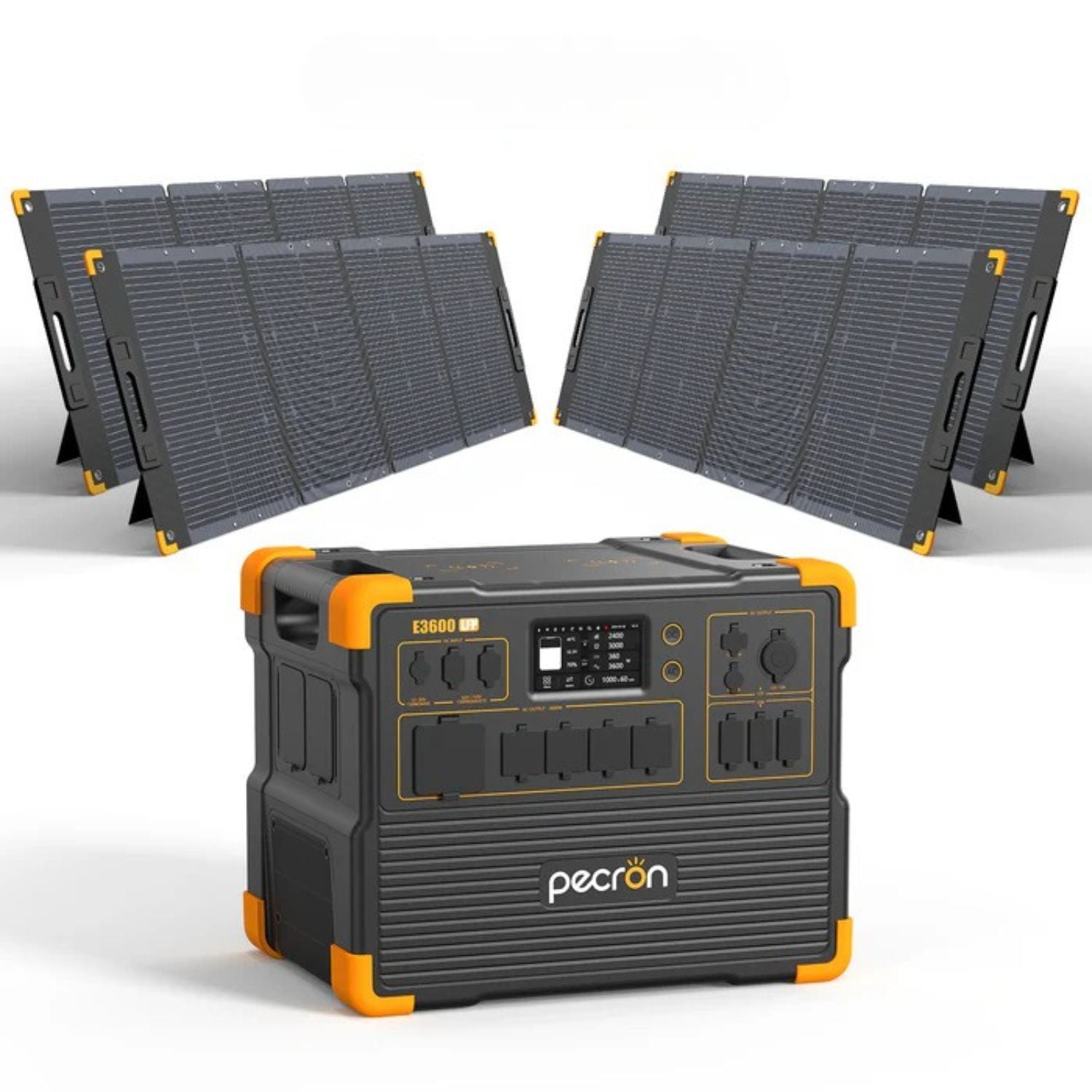 Pecron E3600LFP Portable Power Station with 4 300W Portable Solar Panels