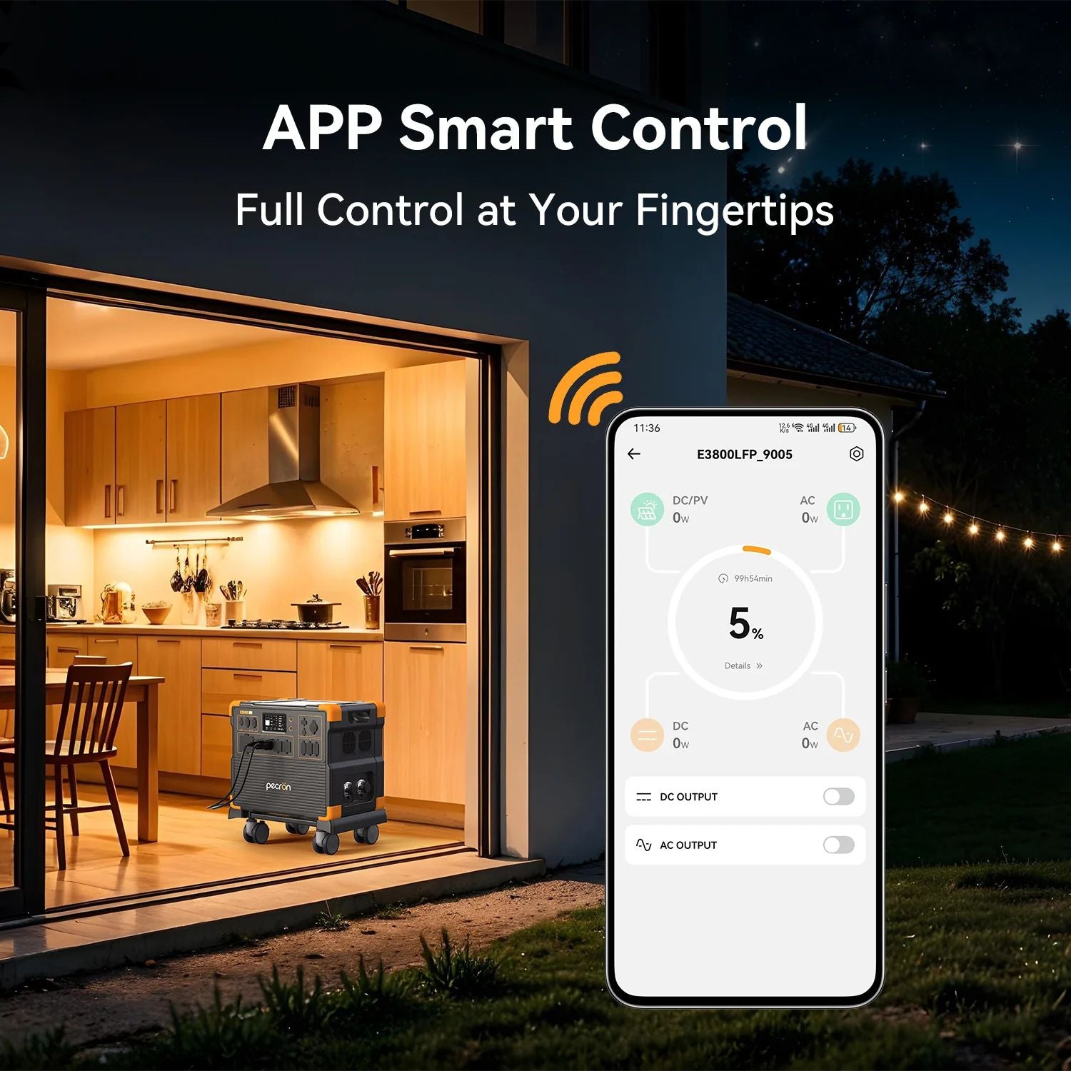 Pecron E3800LFP Portable Power Station -APP smart control