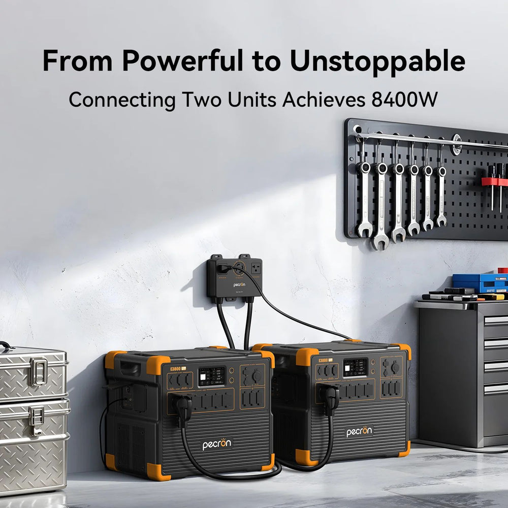 Pecron E3800LFP Portable Power Station - Connecting two units achieves 8400W