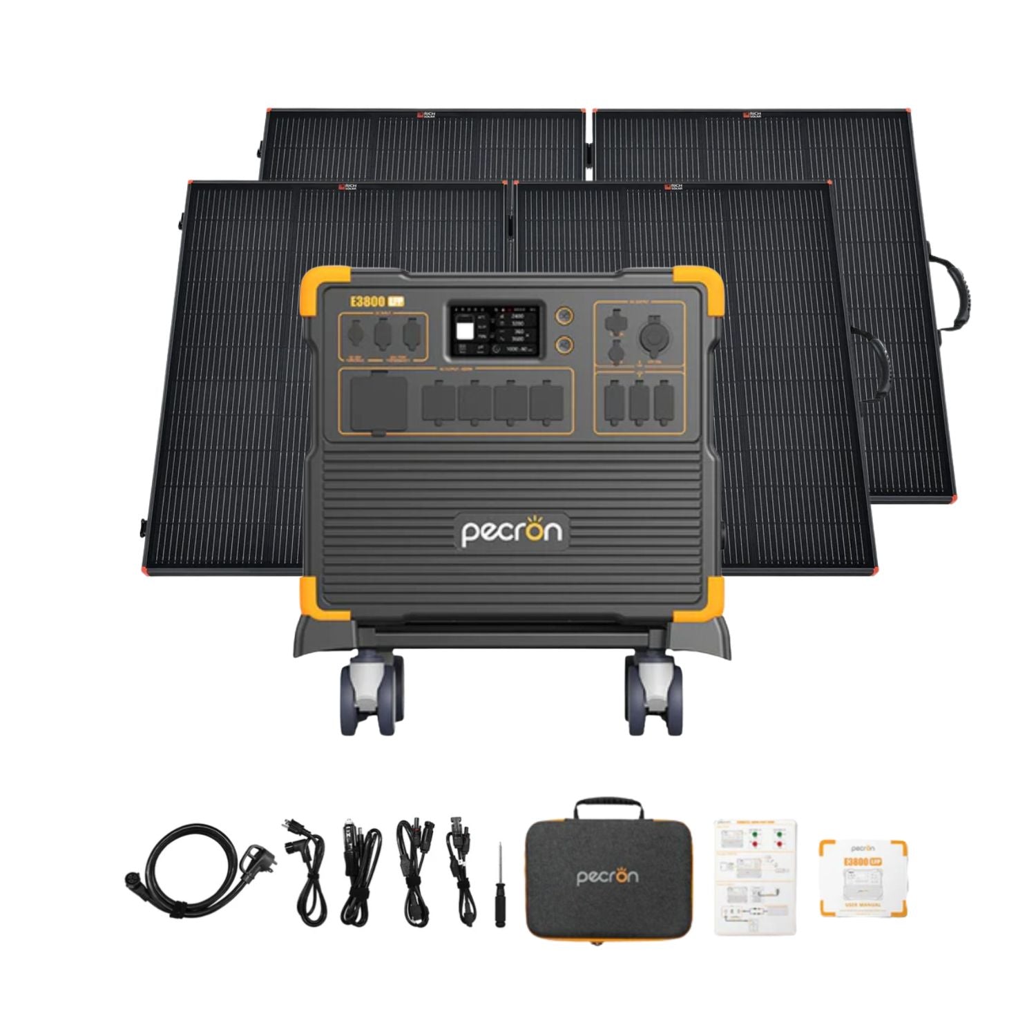 Pecron E3800LFP Portable Power Station with two 200W Solar Panel