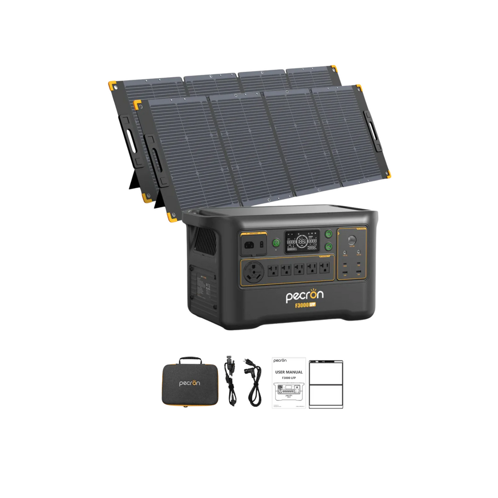 Pecron F3000LFP Portable Power Station + 2x 300W Solar Panel Inclusions
