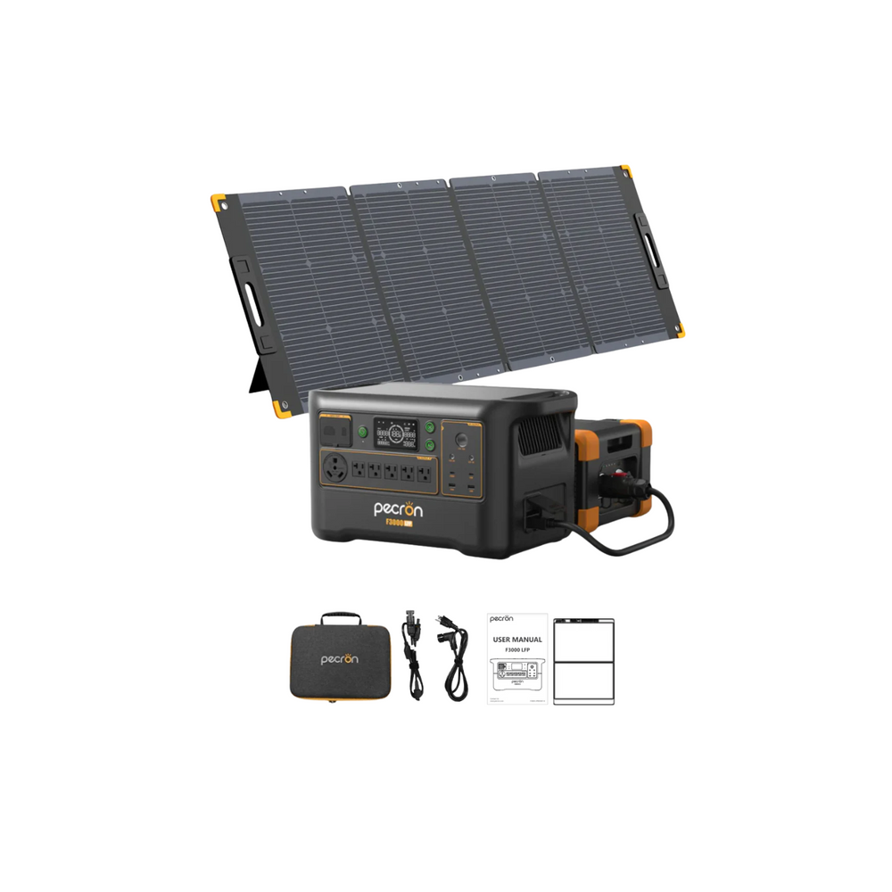 Pecron F3000LFP Portable Power Station + 300W Solar Panel + 1x Expansion Battery Inclusions
