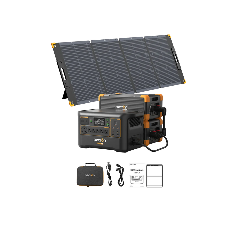 Pecron F3000LFP Portable Power Station + 300W Solar Panel + 2x Expansion Battery Inclusions