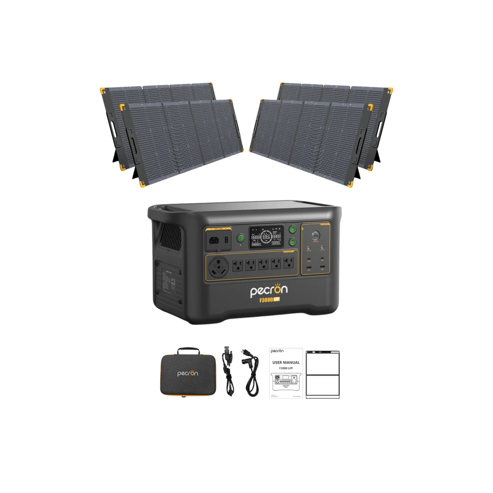 Pecron F3000LFP Portable Power Station + 4x 300W Solar Panel Inclusions 