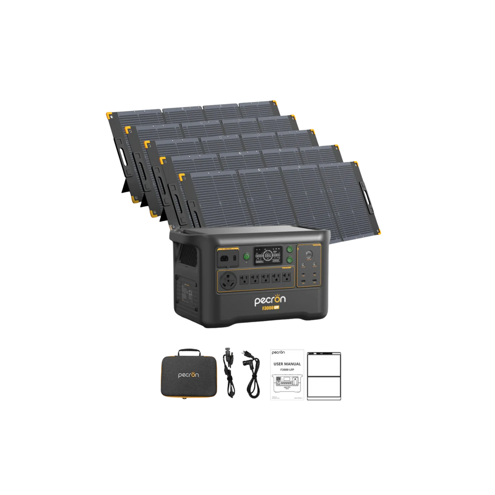Pecron F3000LFP Portable Power Station + 5x 300W Solar Panel Inclusions 