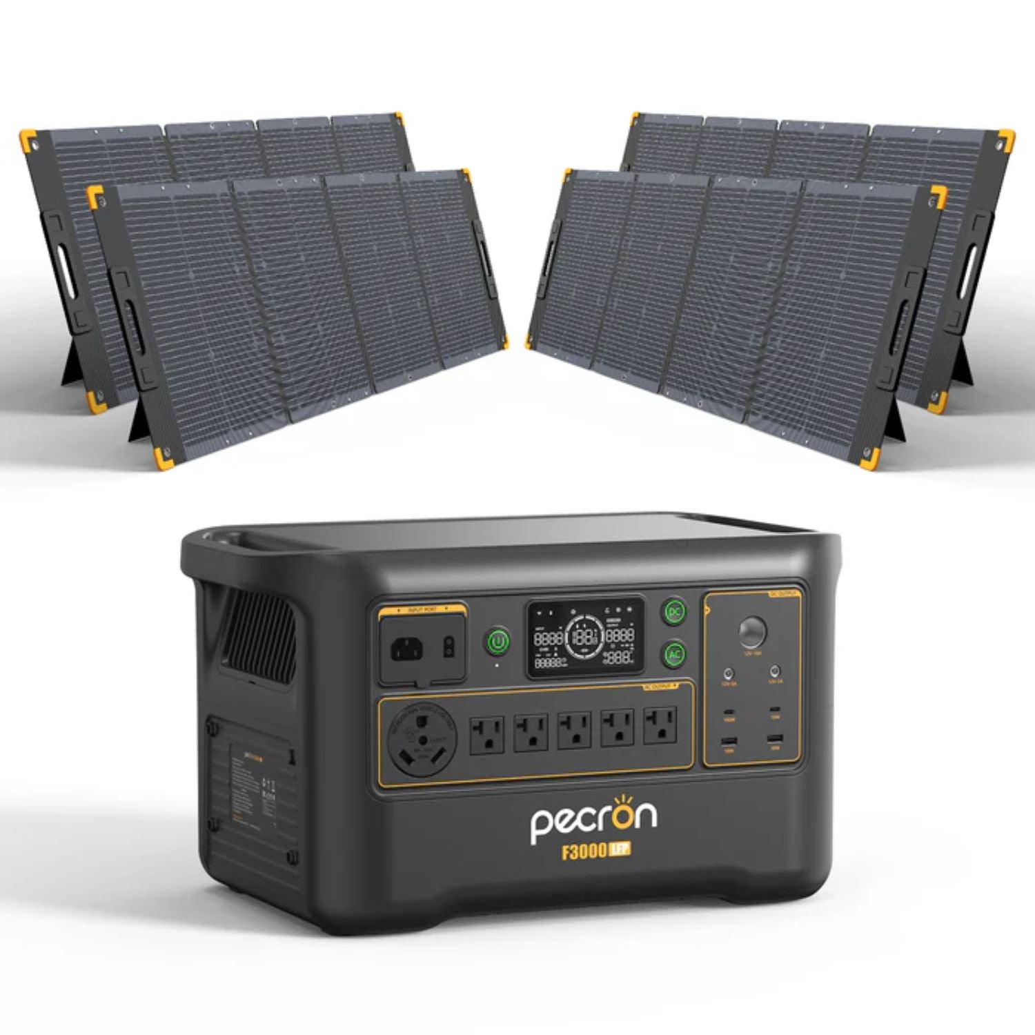 Pecron F3000LFP Portable Power Station with four 300W Solar Panel
