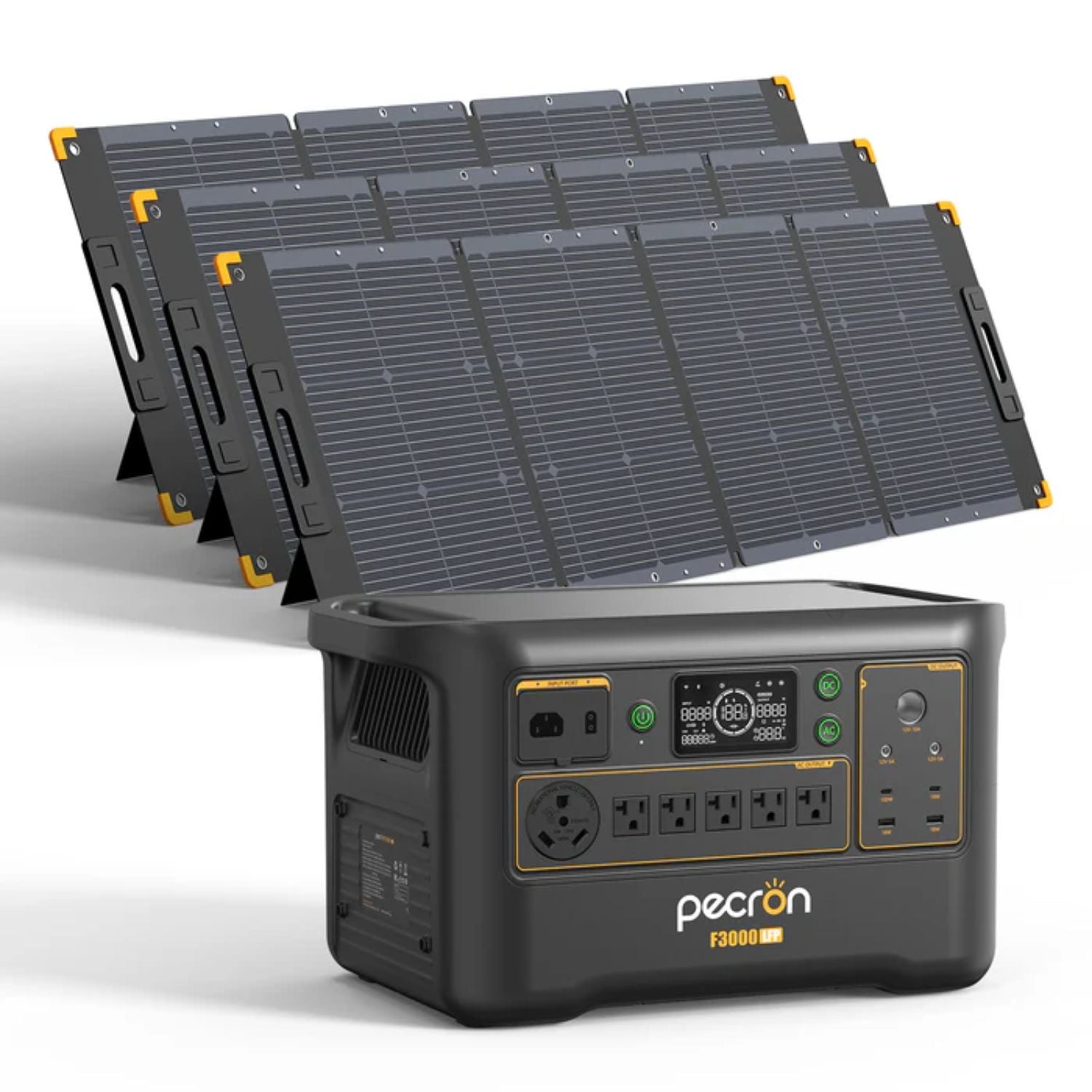 Pecron F3000LFP Portable Power Station with three 300W Solar Panel