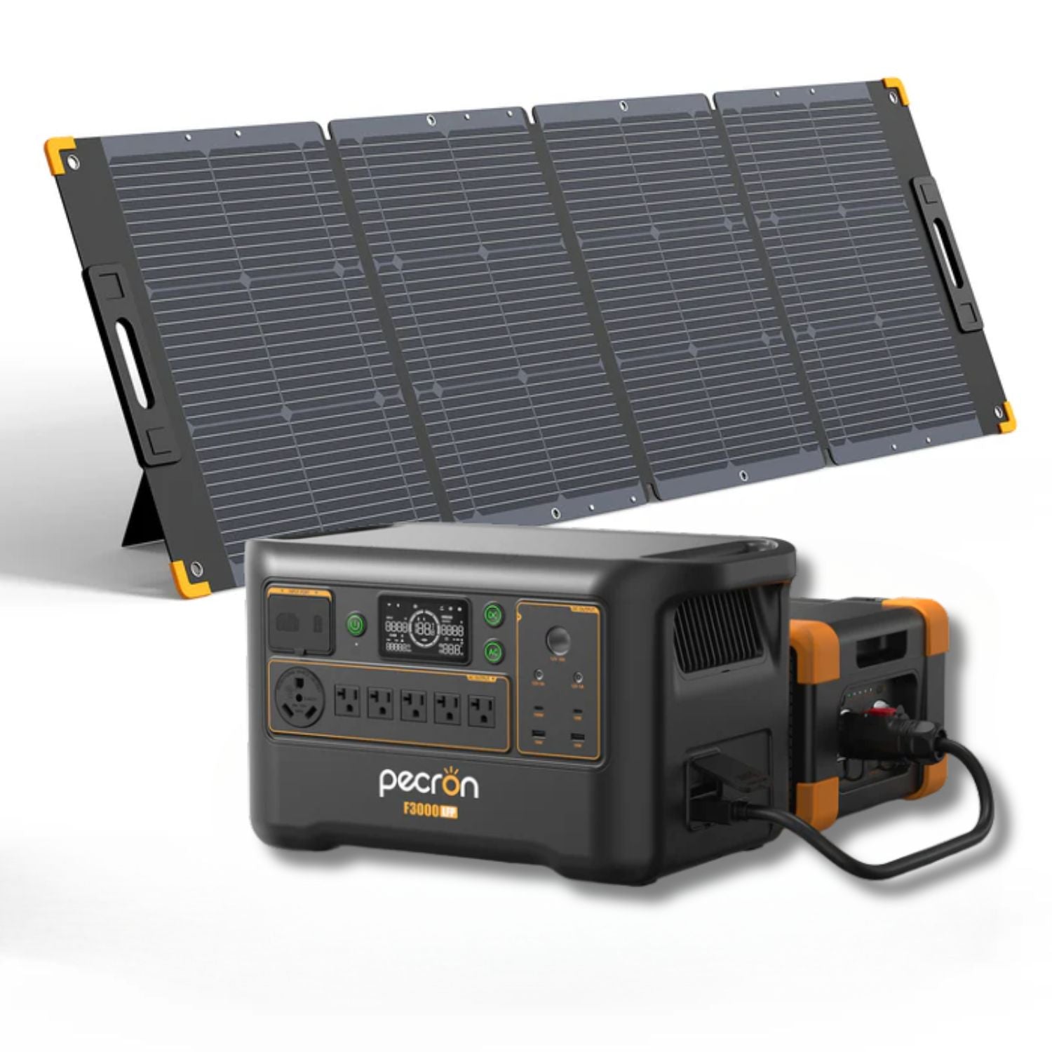 Pecron F3000LFP Power Station with EB3000-48V Battery and 300W Solar Panel