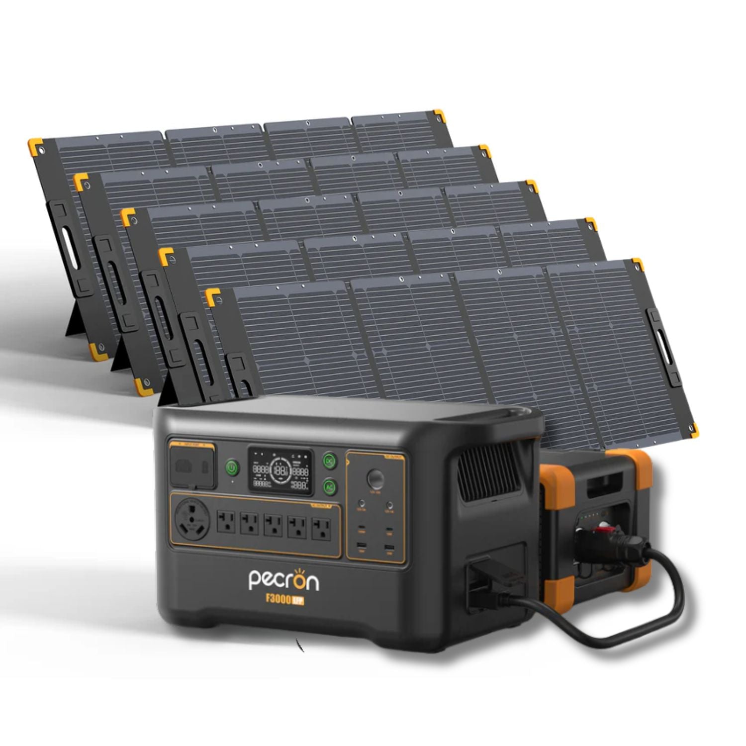 Pecron F3000LFP Power Station with EB3000-48V Battery and five 300W Solar Panel