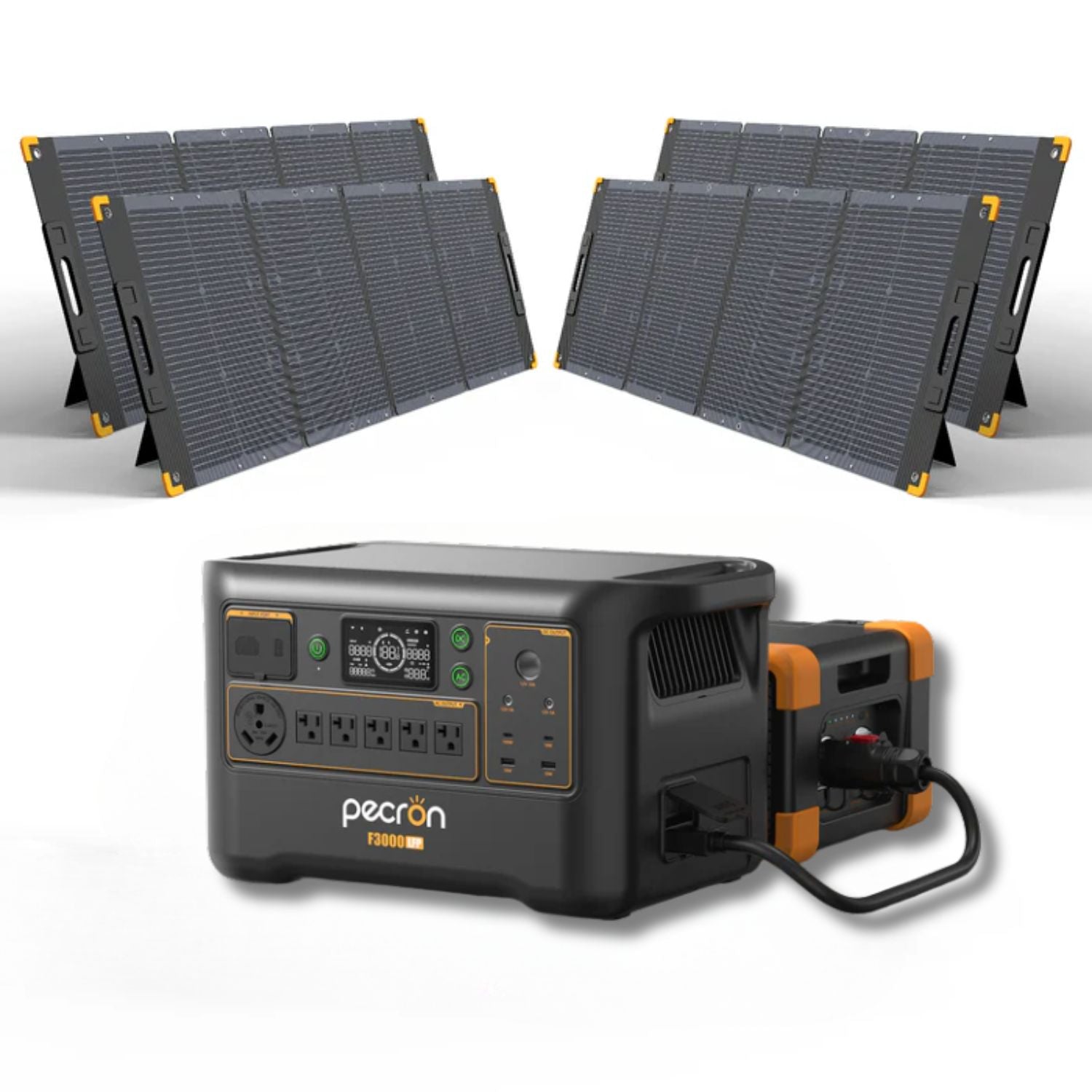 Pecron F3000LFP Power Station with EB3000-48V Battery and four 300W Solar Panel