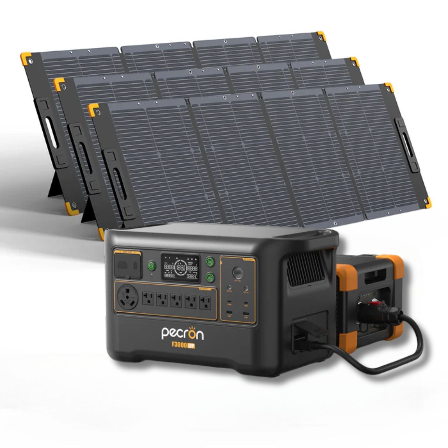 Pecron F3000LFP Power Station with EB3000-48V Battery and three 300W Solar Panel