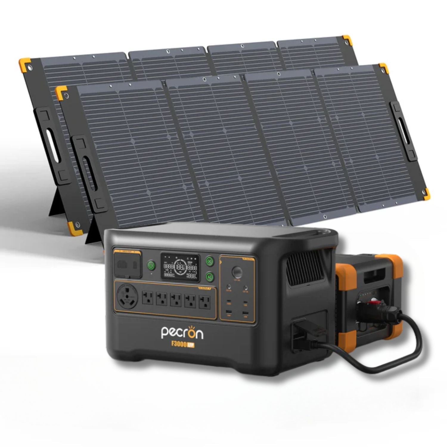 Pecron F3000LFP Power Station with EB3000-48V Battery and two 300W Solar Panel