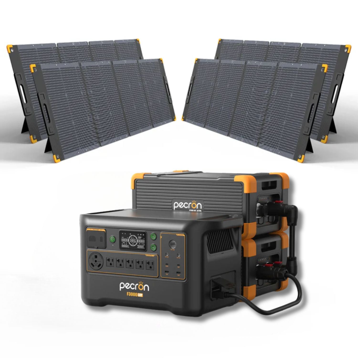 Pecron F3000LFP Power Station with two EB3000-48V Battery and four 300W Solar Panel