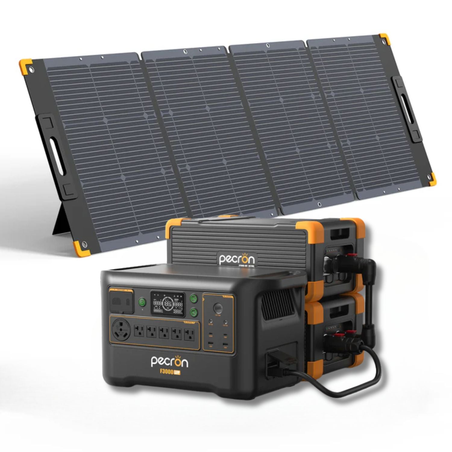 Pecron F3000LFP Power Station with two EB3000-48V Battery and one 300W Solar Panel