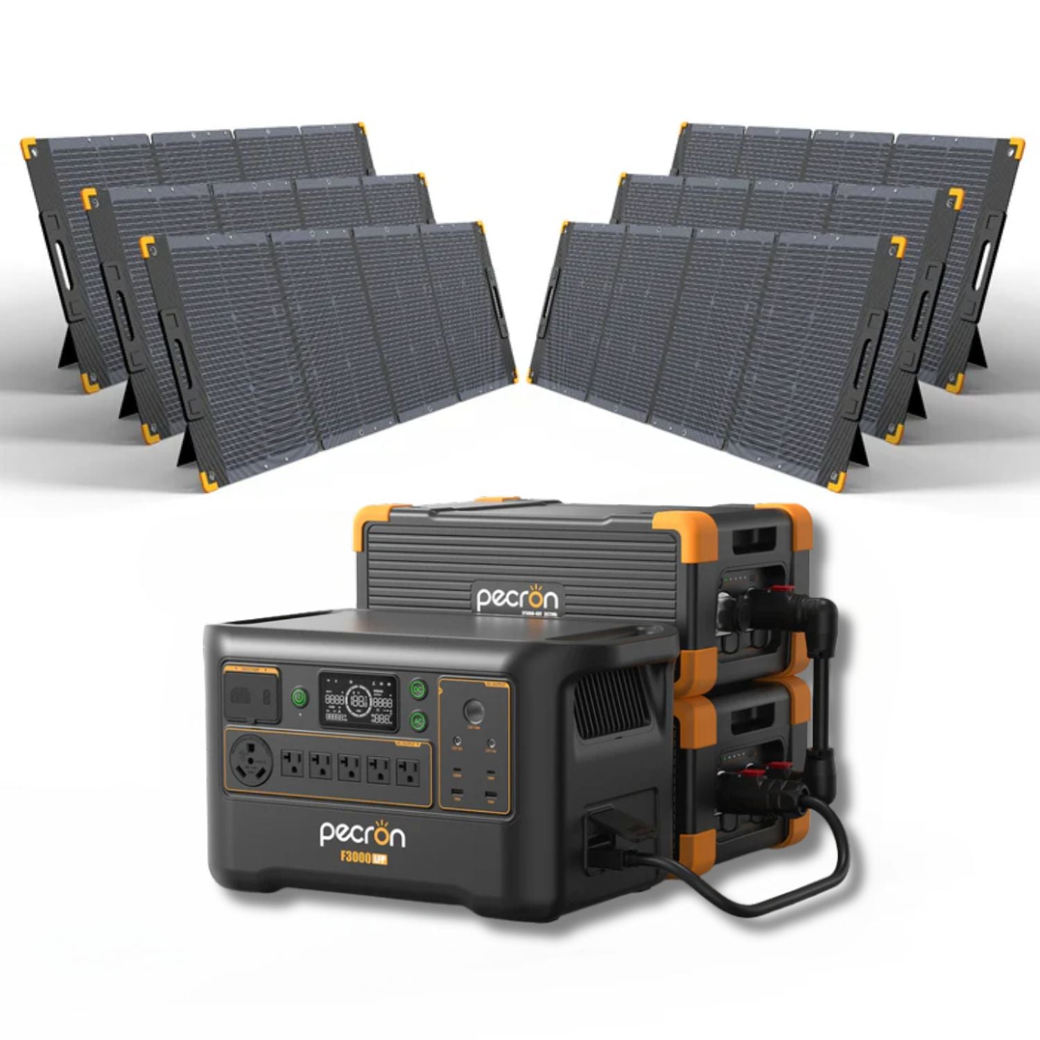 Pecron F3000LFP Power Station with two EB3000-48V Battery and six 300W Solar Panel