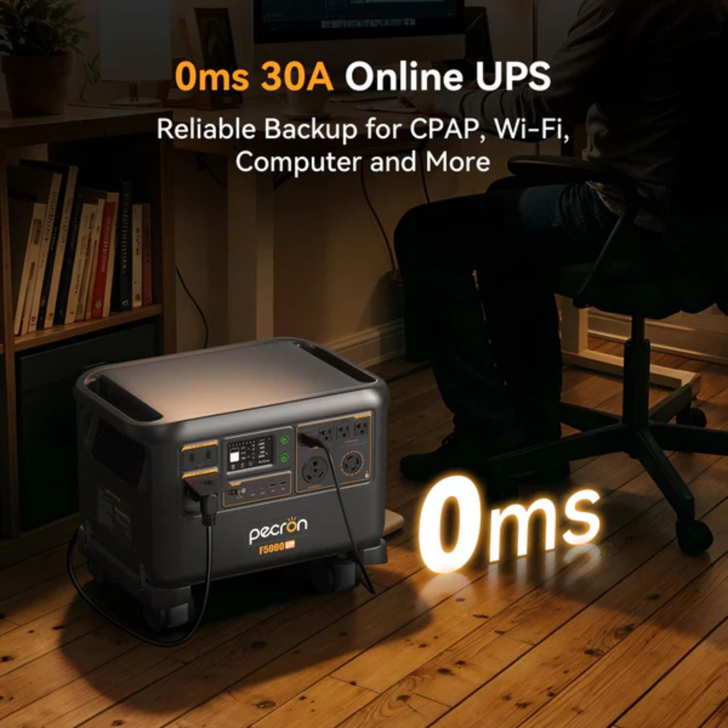 Pecron F5000LFP Portable Power Station - 0ms Online UPS