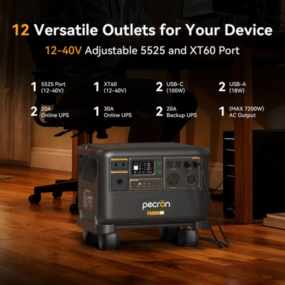 Pecron F5000LFP Portable Power Station - 12 Versatile outlets for your device