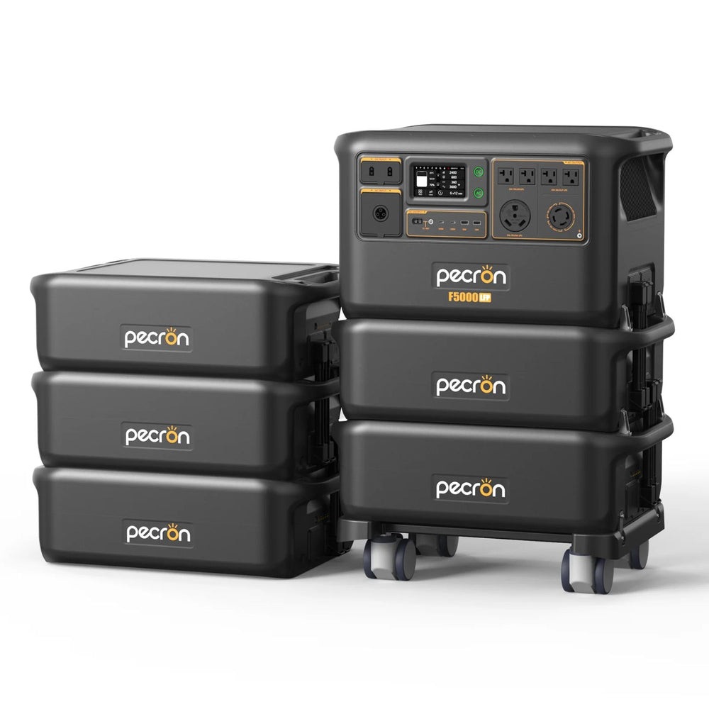 Pecron F5000LFP Portable Power Station with five expansion battery