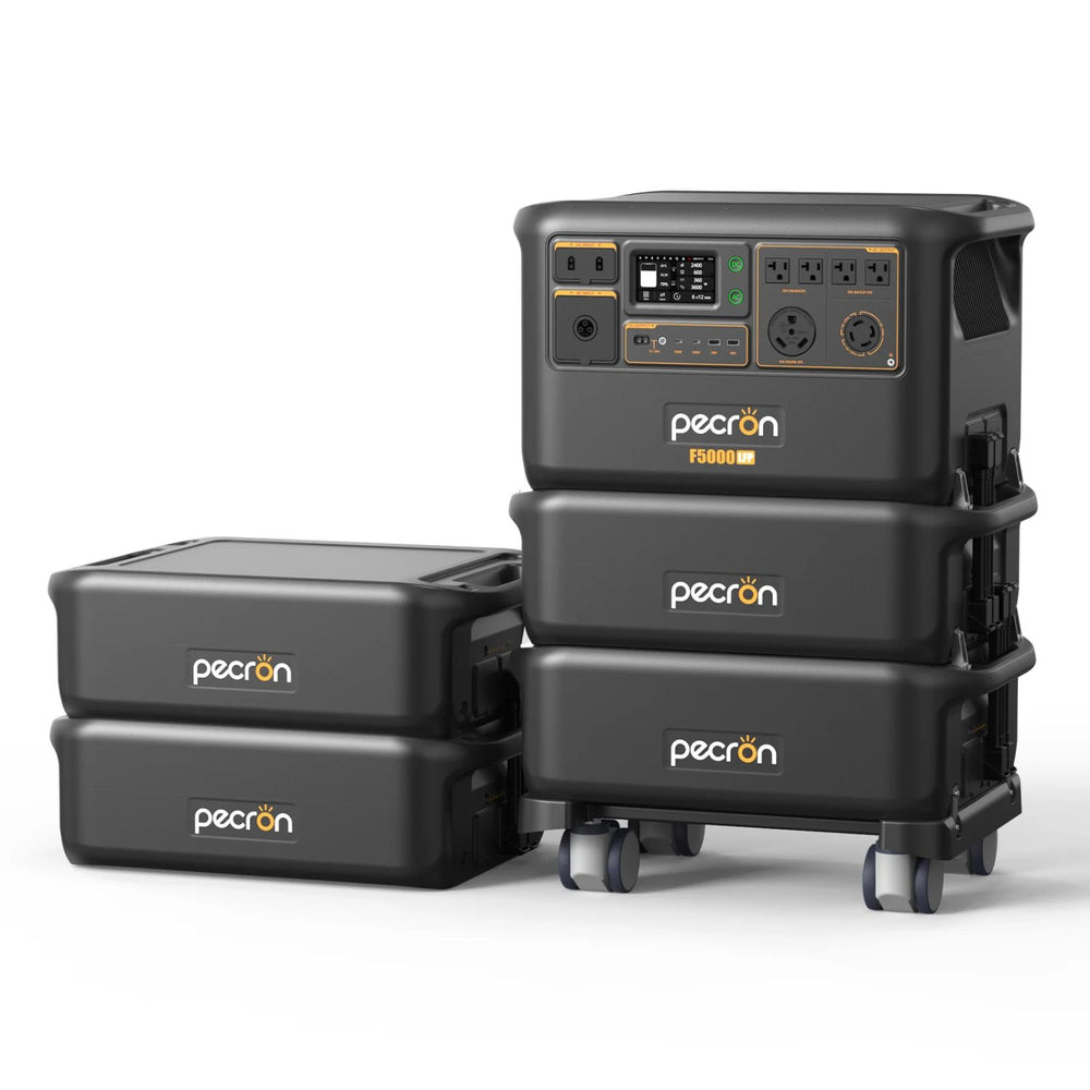 Pecron F5000LFP Portable Power Station with four expansion battery