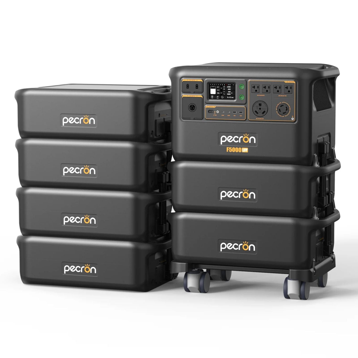 Pecron F5000LFP Portable Power Station with six expansion battery