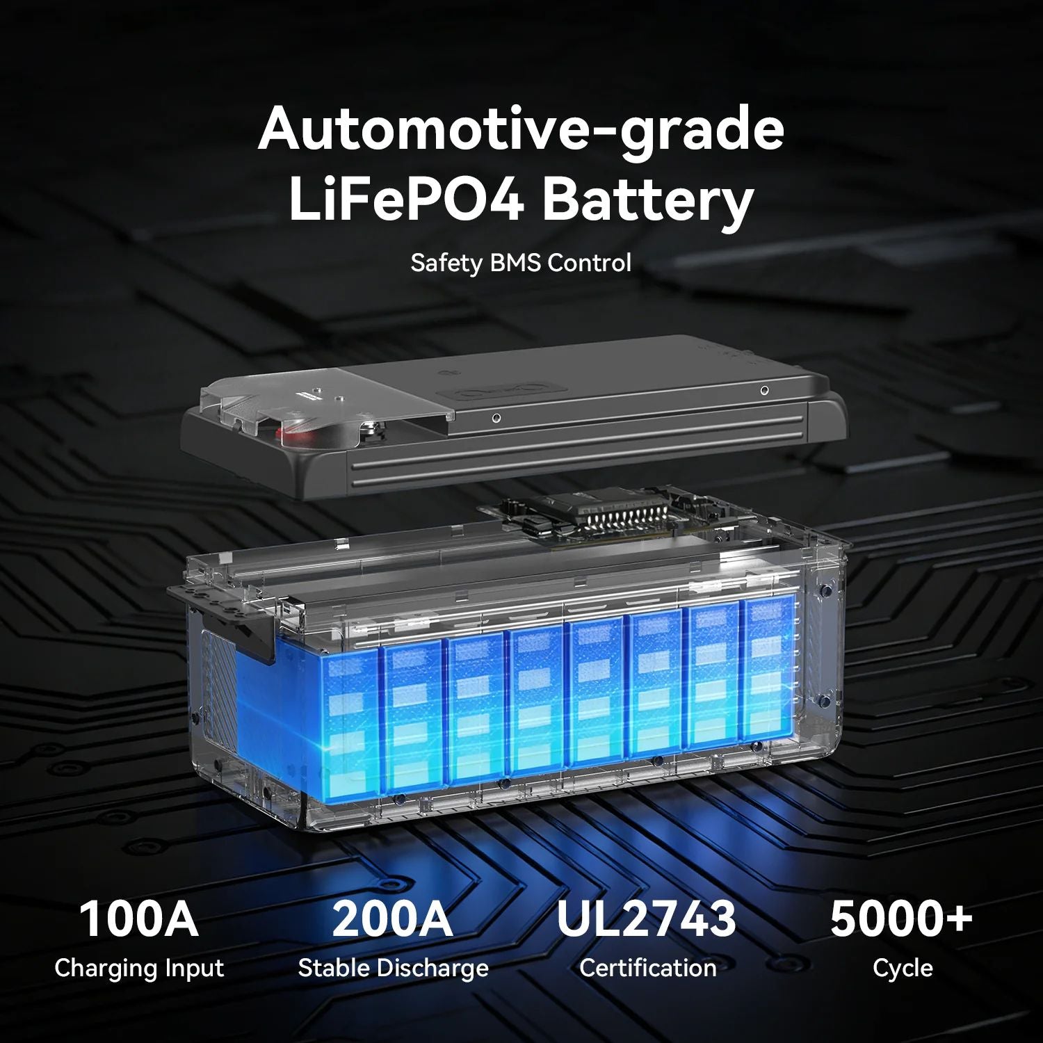 Pecron WB12200 Lithium 12V 200Ah Deep Cycle LiFePO4 Battery - Automotive Grade 