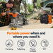 Person using a power tool with a Generac GB2000 Portable Power Station 