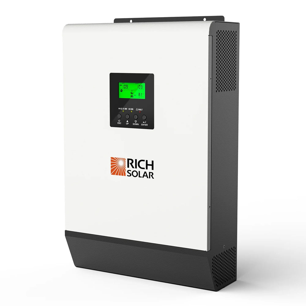 RICH SOLAR Hybrid Off Grid Inverter 2400W 24V 120A Output Right Side View