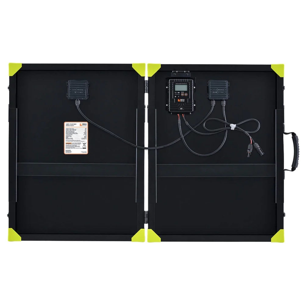 RICH SOLAR MEGA 100 Watt Briefcase Portable Solar Back Showing Junction Box
