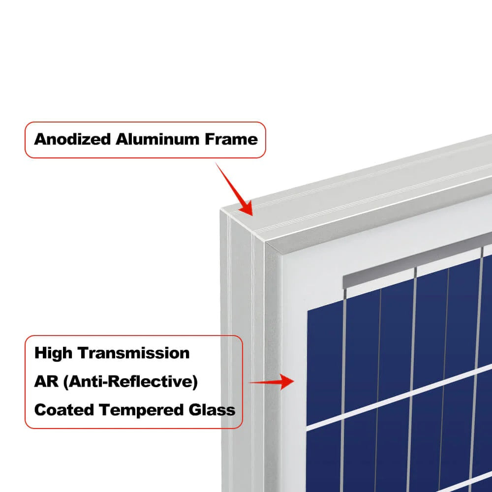 RICH SOLAR MEGA 50 Watt Solar Panel Poly Anodized Aluminum Frame
