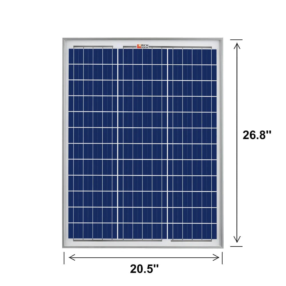 RICH SOLAR MEGA 50 Watt Solar Panel Poly Front View